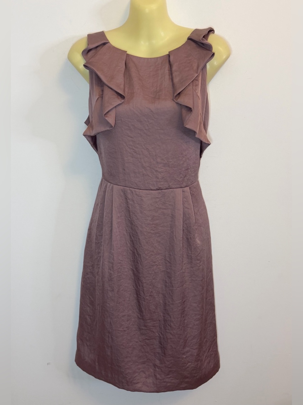 LOFT Mauve Ruffle Sleeve Midi Dress